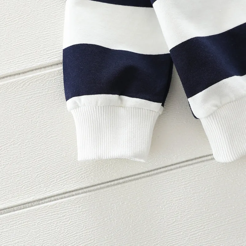 2-piece Toddler Boy Stripe Polo shirt and Grey Pants Set