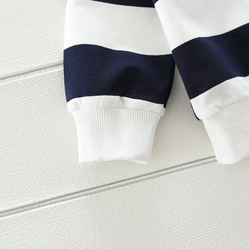 2-piece Toddler Boy Stripe Polo shirt and Grey Pants Set