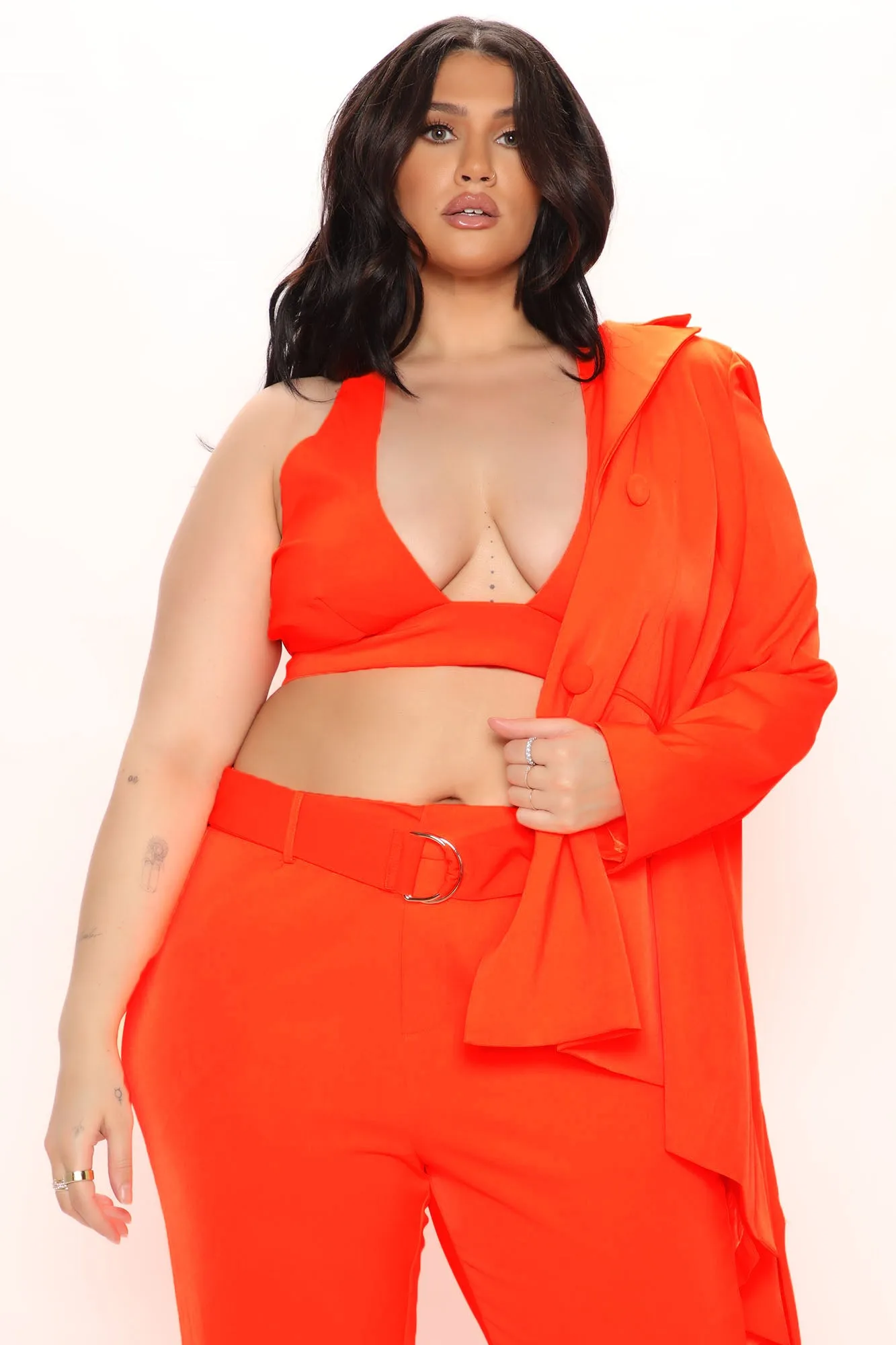 Angelina 3 Piece Blazer Pant Set - Neon Orange