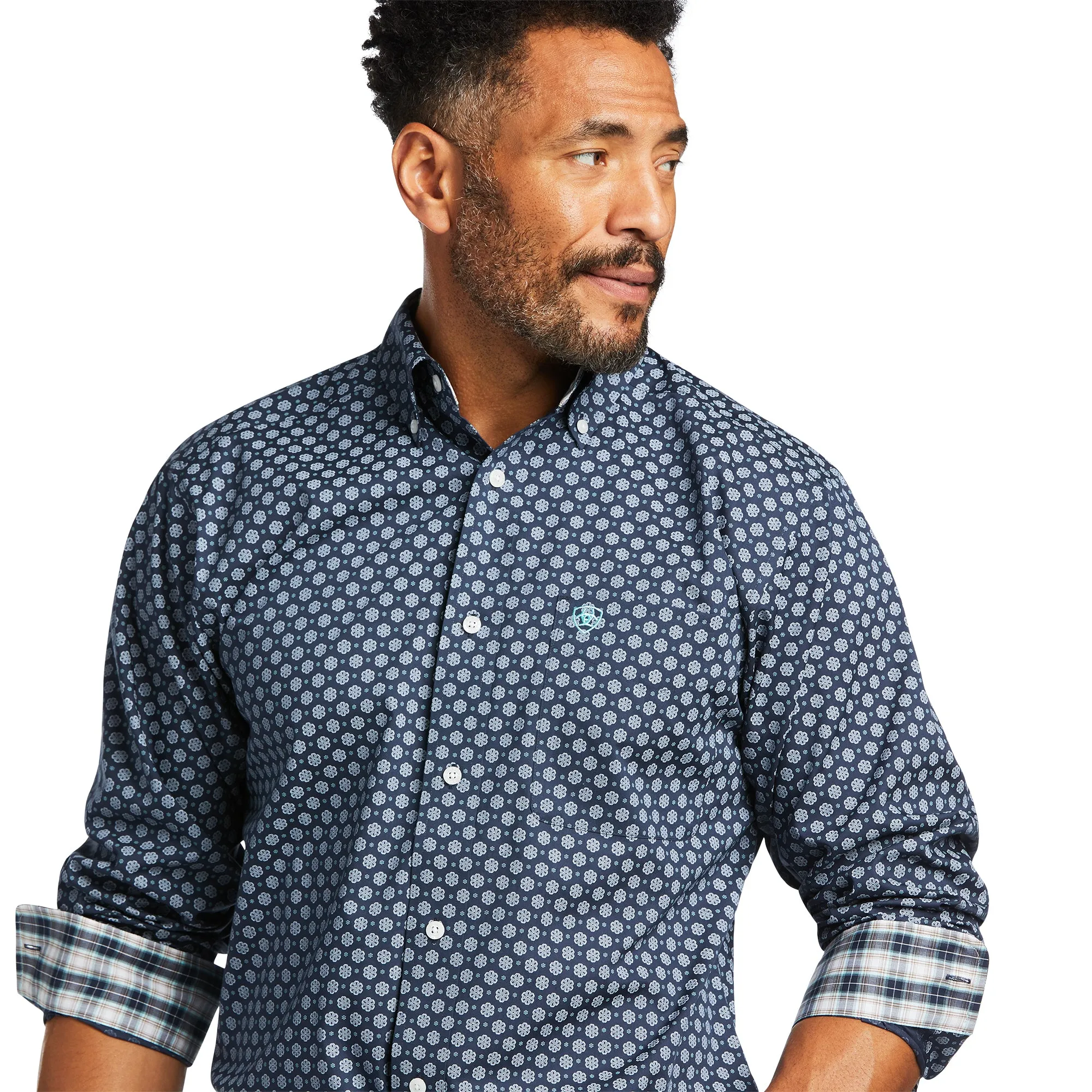 Ariat® Men's Wrinkle Free DOV Blue Nights Fitted Shirt 10039689