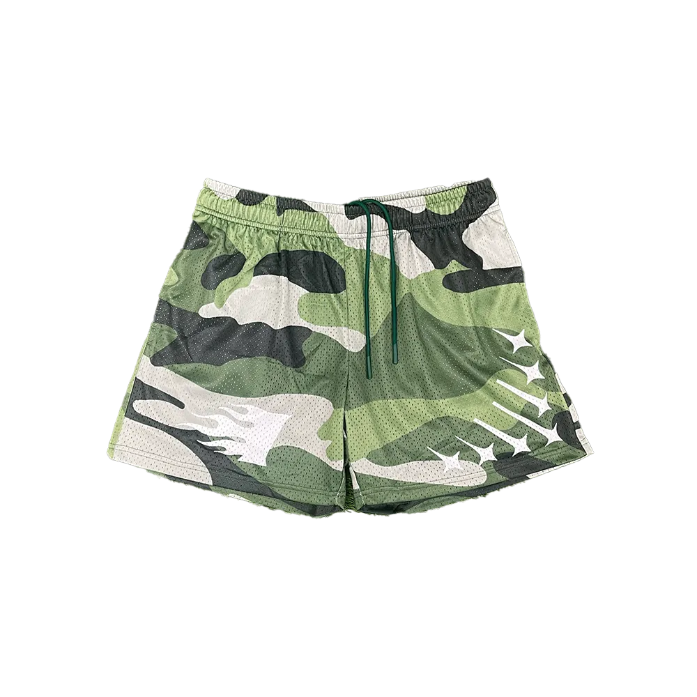 Army Camo Mesh Shorts || Green