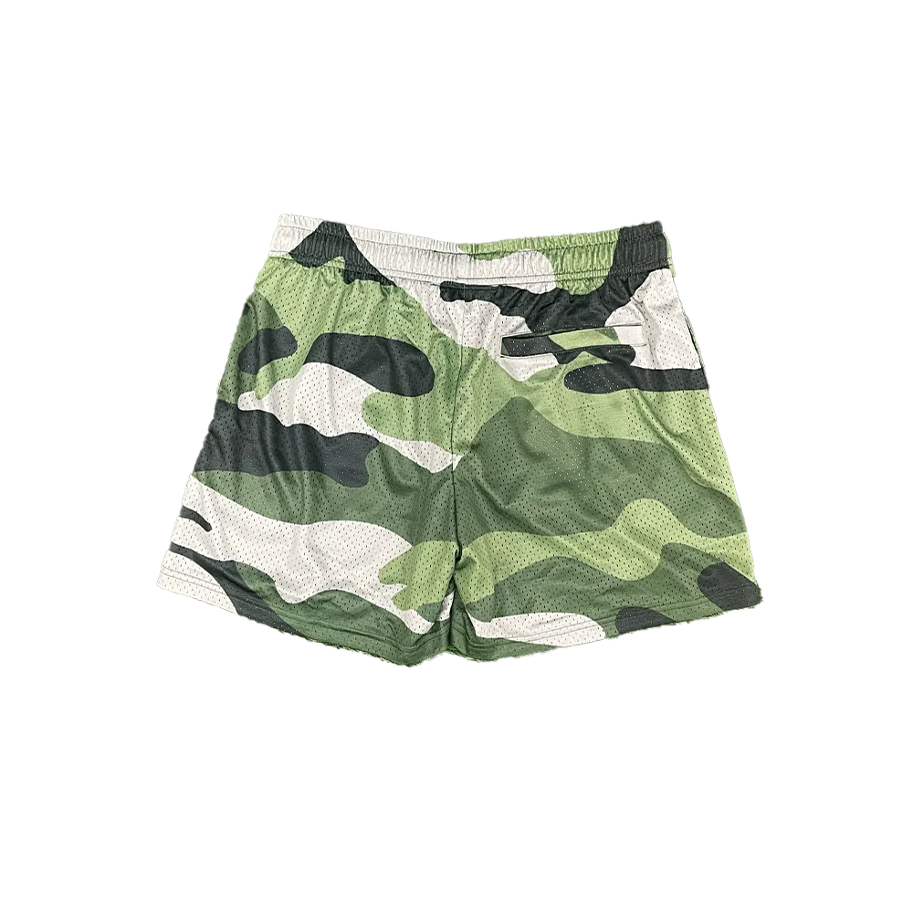 Army Camo Mesh Shorts || Green