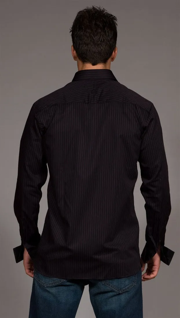 Black Button Down Pink Pinstripes
