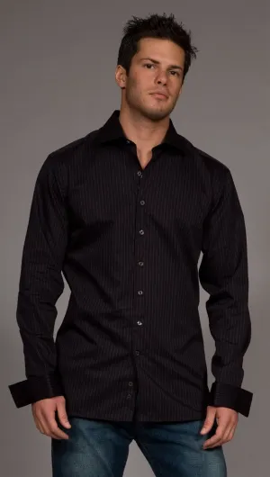 Black Button Down Pink Pinstripes