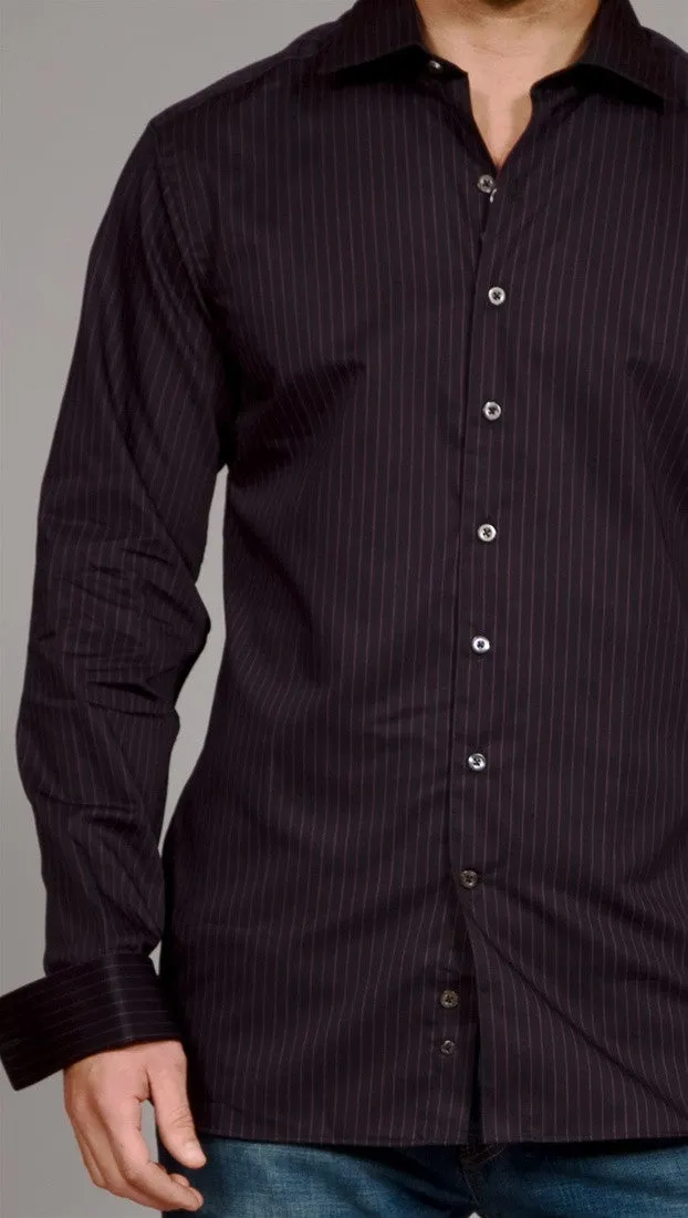 Black Button Down Pink Pinstripes