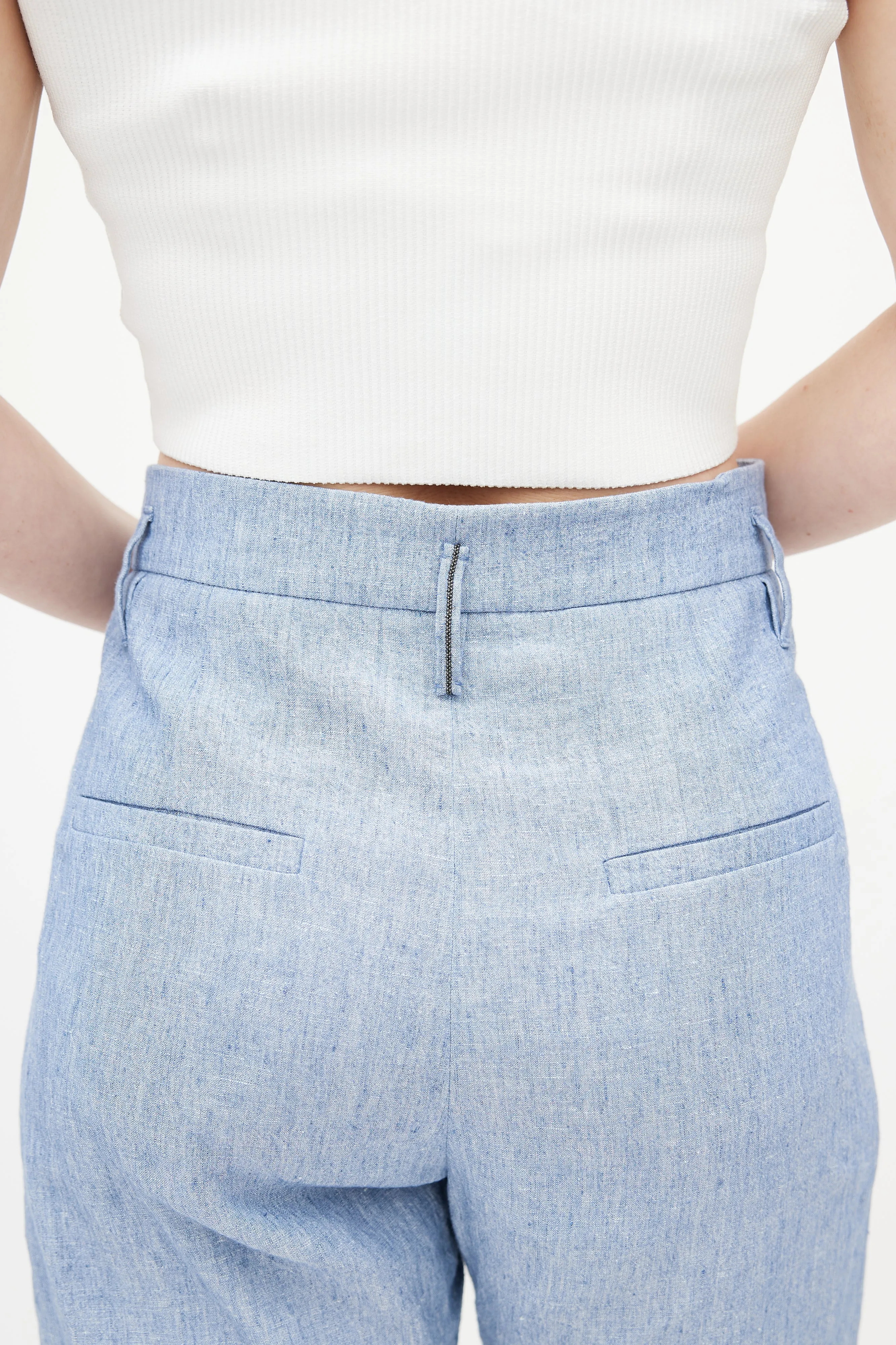 Blue Linen Blazer Pant Set