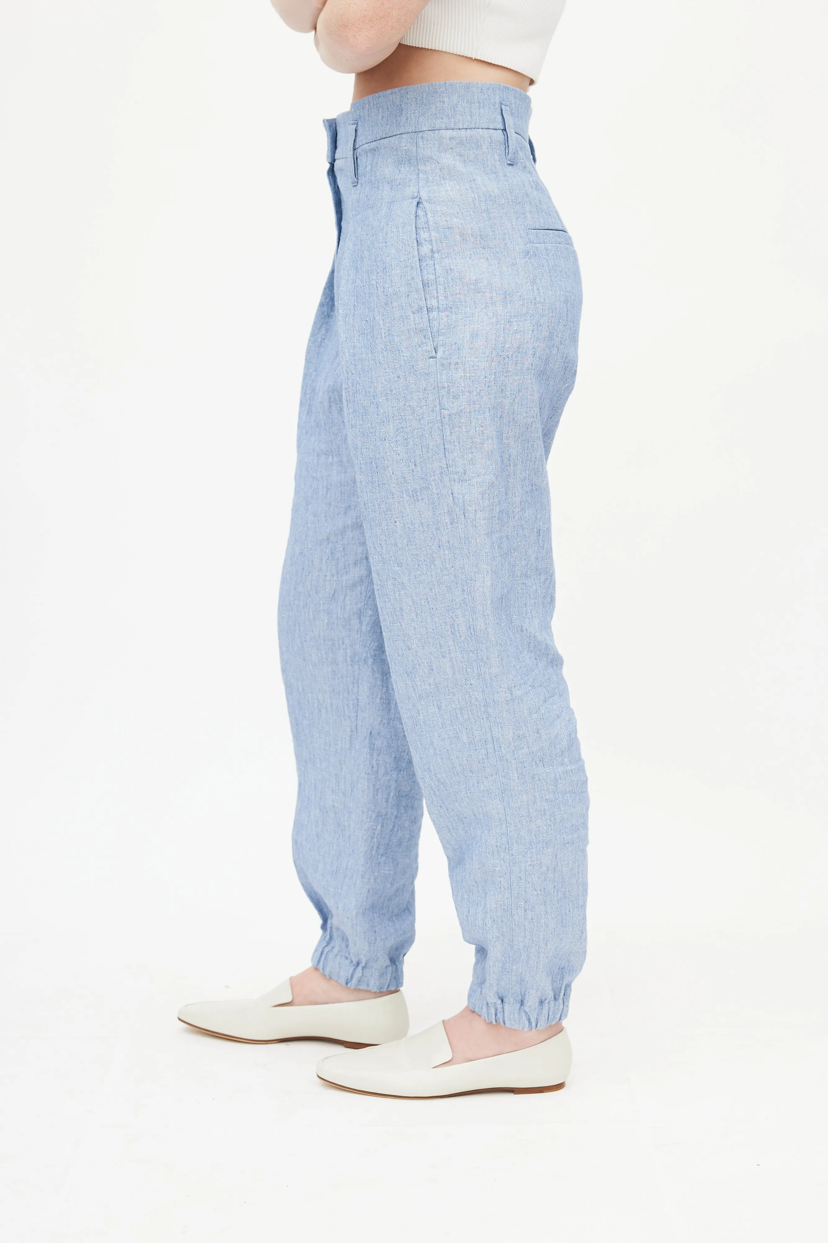 Blue Linen Blazer Pant Set