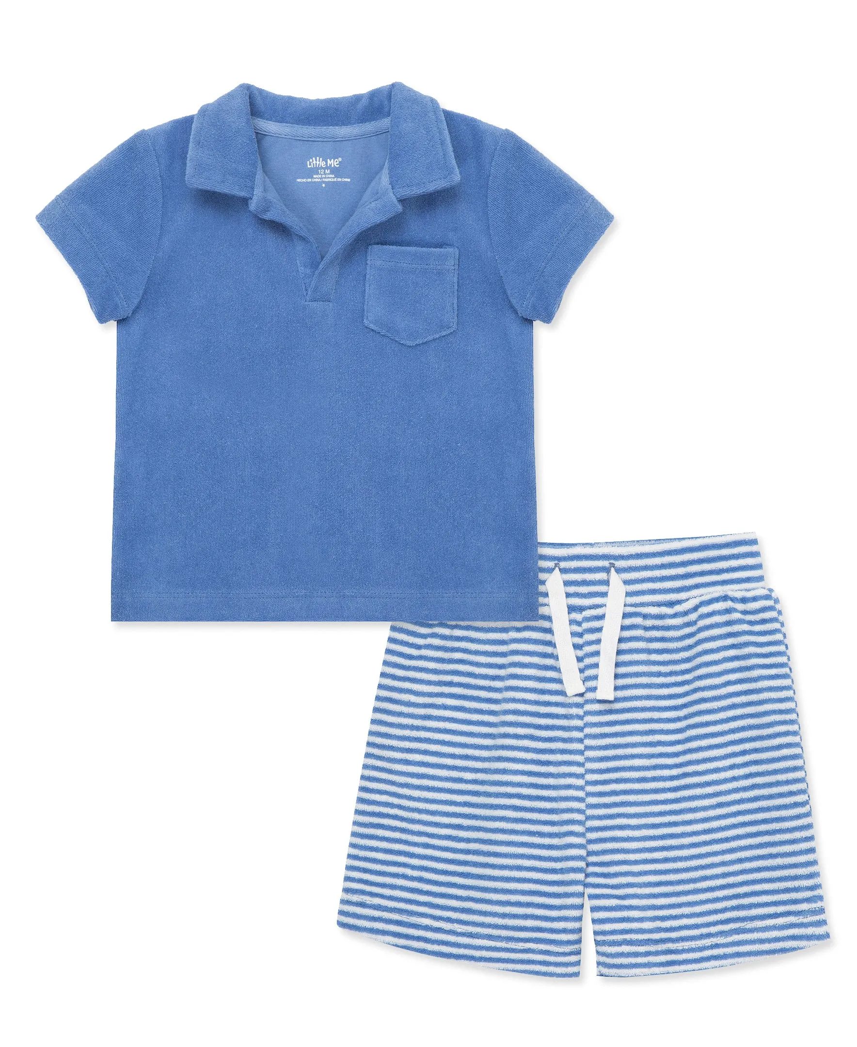 Blue Terry Short Set (2T-4T)