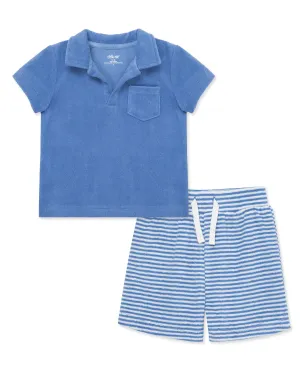 Blue Terry Short Set (2T-4T)