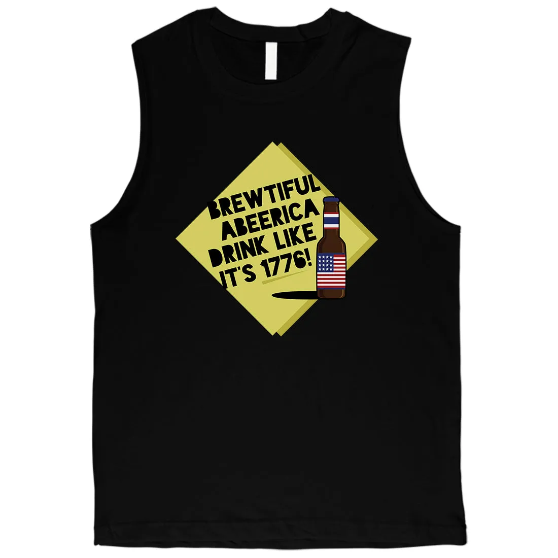 Brewtiful Abeerica Mens Graphic Muscle Tank Top Funny 4th of July