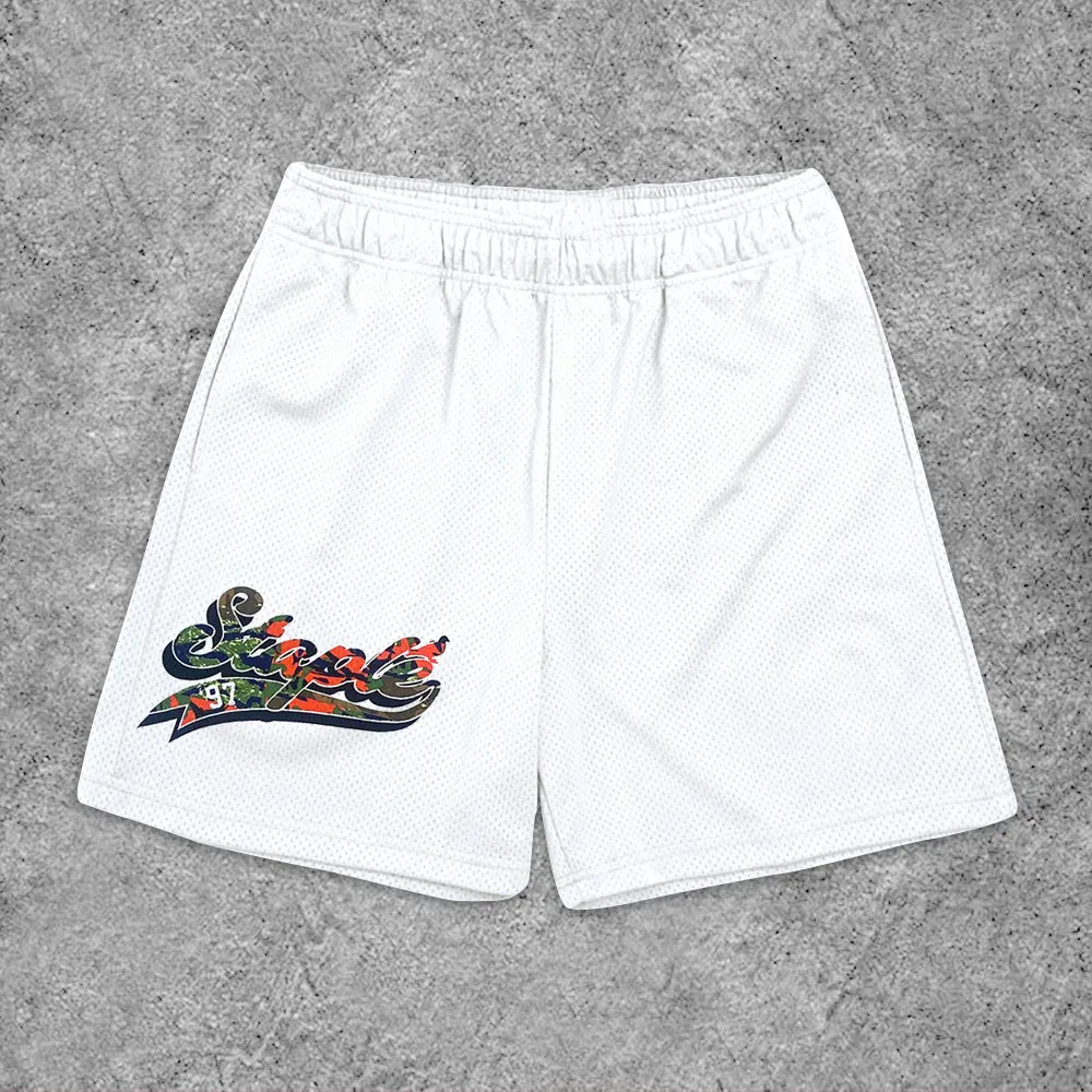 Casual Letter Print Sports Mesh Shorts