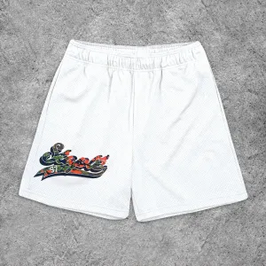 Casual Letter Print Sports Mesh Shorts