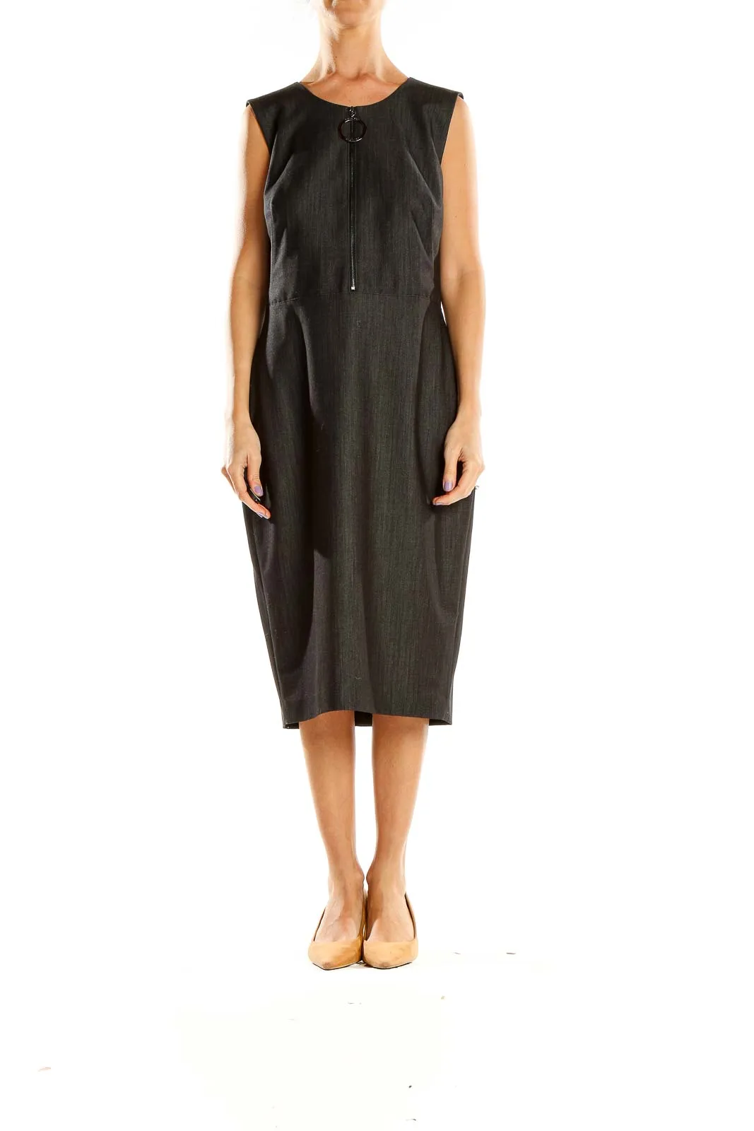 Charcoal Sleeveless Midi Dress