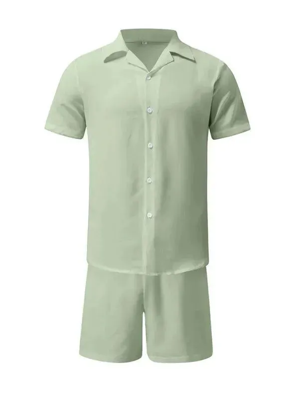 Cotton Short Sleeved Men Clothing Set