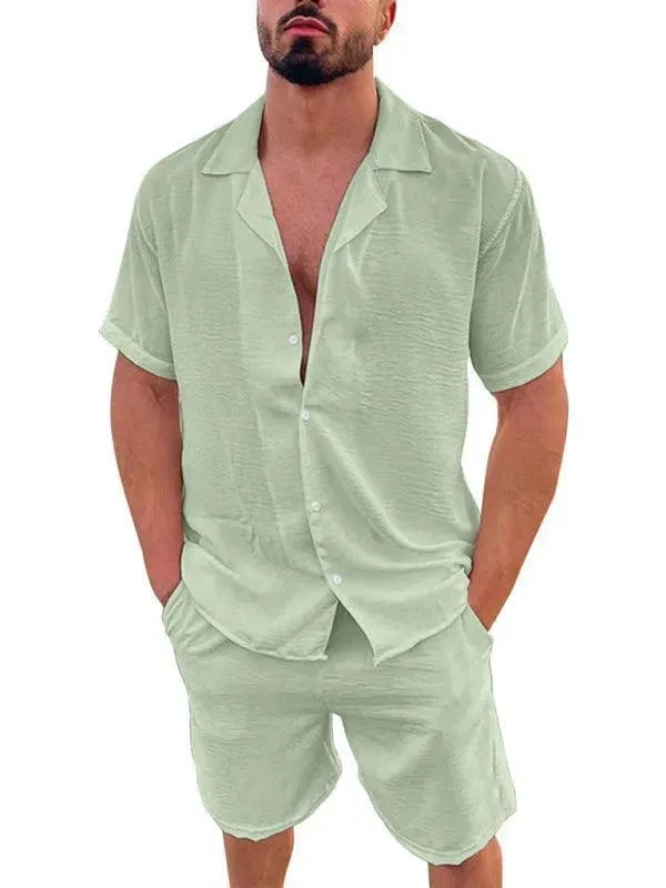 Cotton Short Sleeved Men Clothing Set