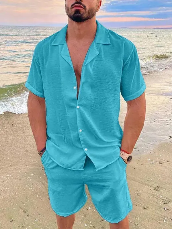 Cotton Short Sleeved Men Clothing Set