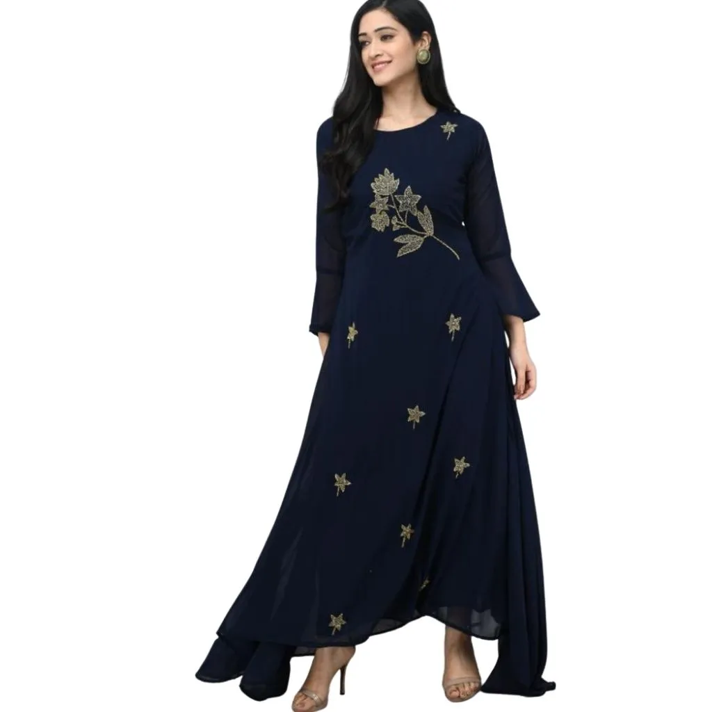 Designer Georgette With Stylish Sleeves Gown For Women