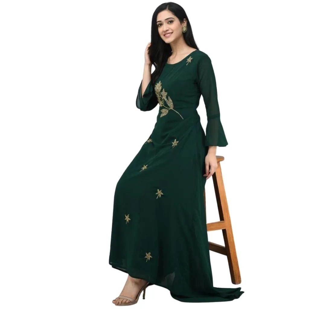 Designer Georgette With Stylish Sleeves Gown For Women