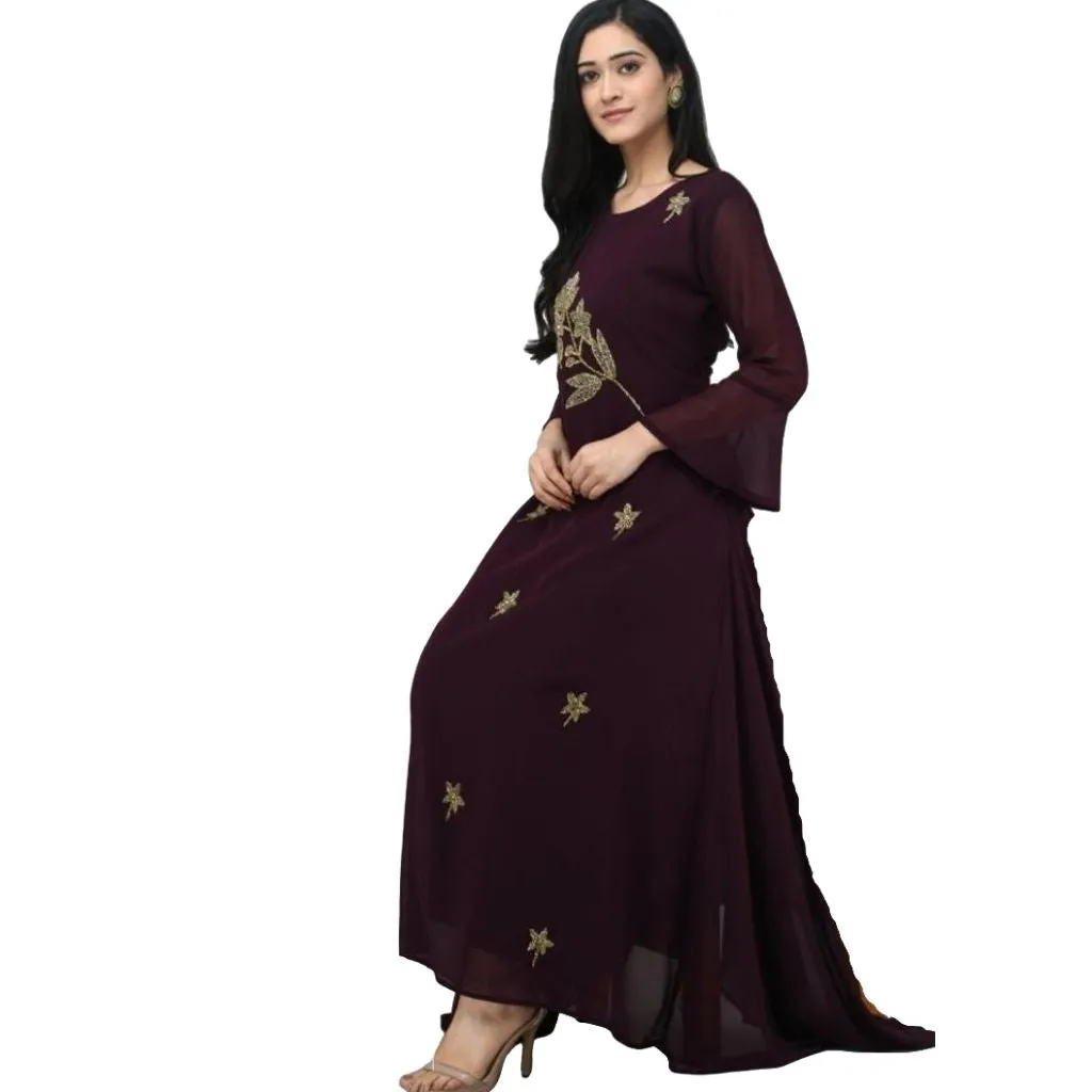Designer Georgette With Stylish Sleeves Gown For Women