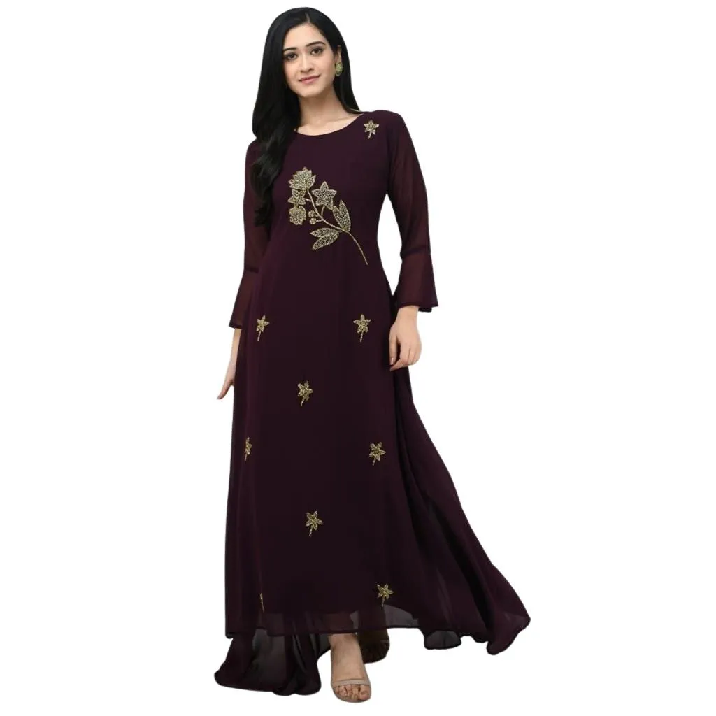 Designer Georgette With Stylish Sleeves Gown For Women