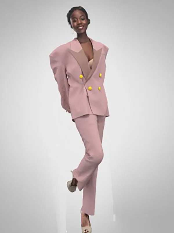 Designer Wider Shoulder Double Breasted Oversized Blazer and fitted Pant Two Piece Sets