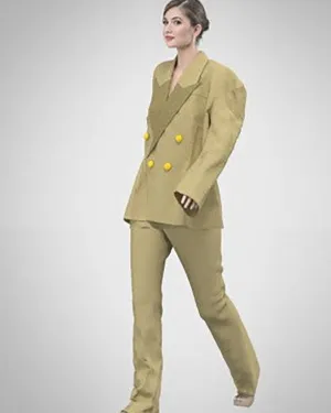 Designer Wider Shoulder Double Breasted Oversized Blazer and fitted Pant Two Piece Sets