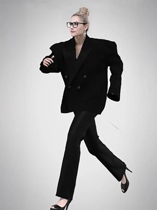 Designer Wider Shoulder Double Breasted Oversized Blazer and fitted Pant Two Piece Sets