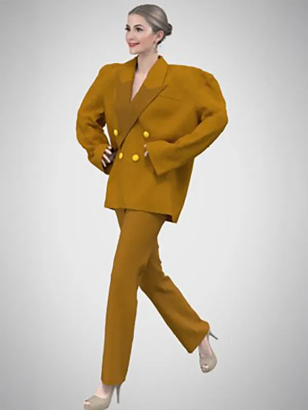 Designer Wider Shoulder Double Breasted Oversized Blazer and fitted Pant Two Piece Sets