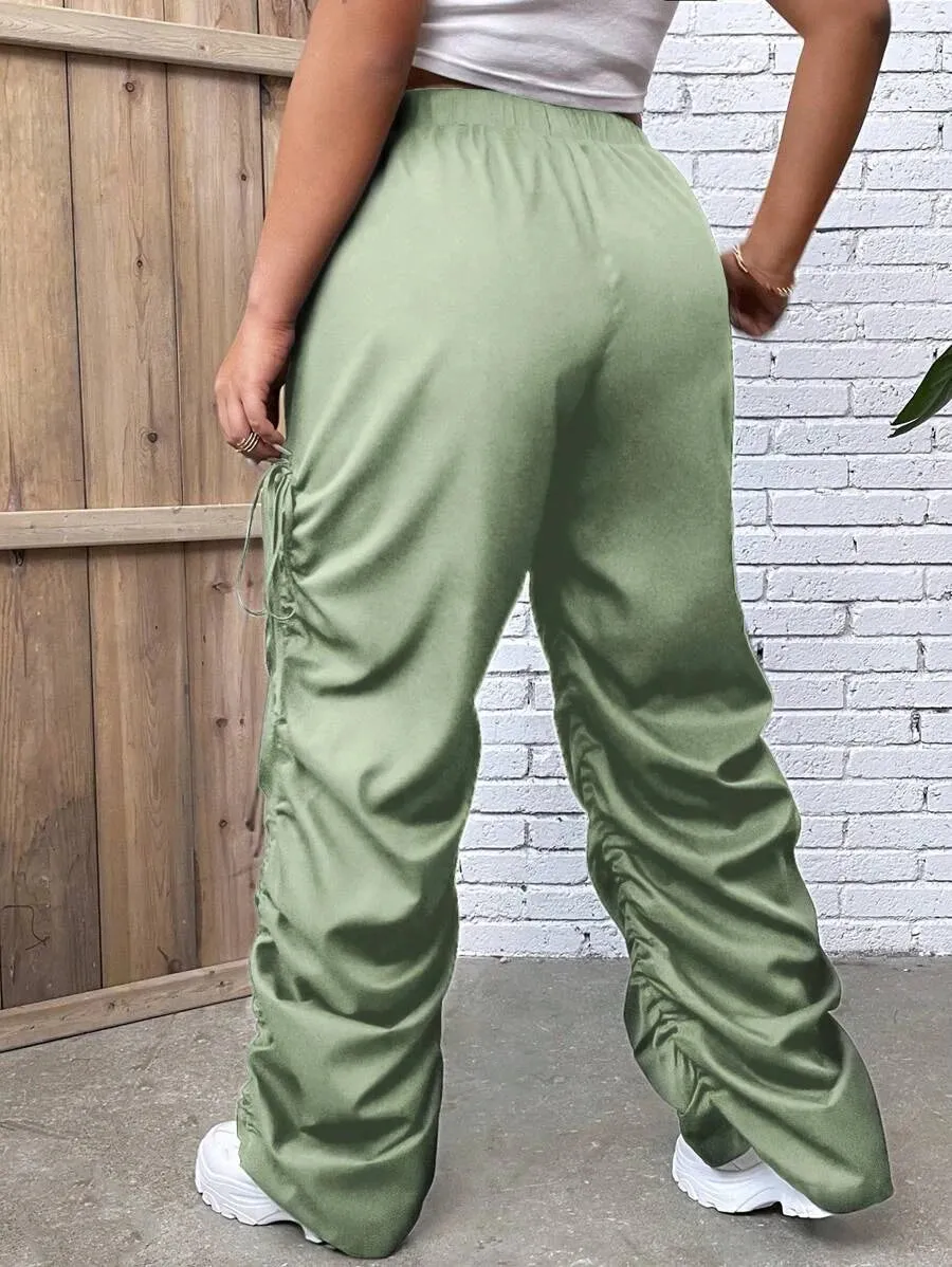 Drawstring Side Ruched Pants
