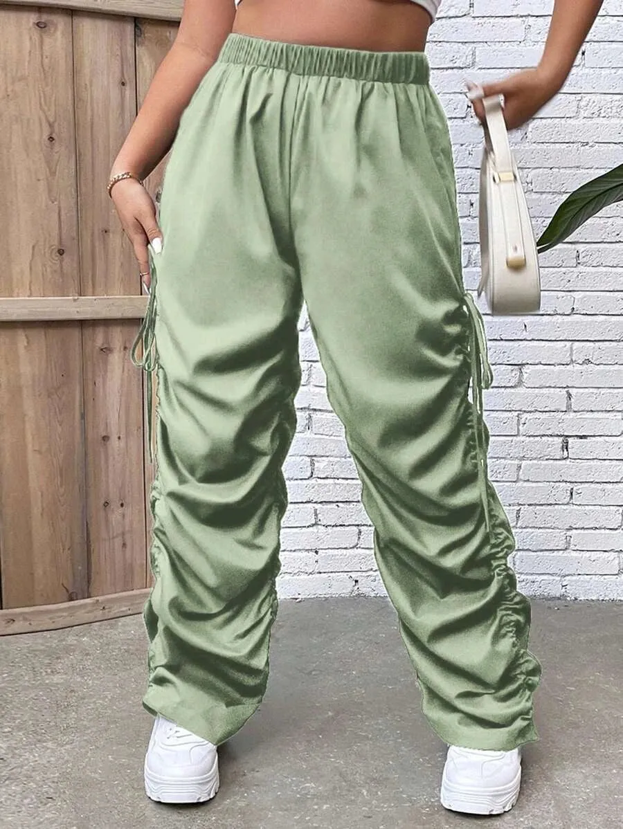 Drawstring Side Ruched Pants