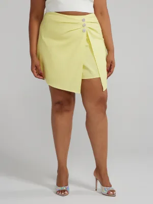 Fashion To Figure - Rhinestone Button Front Slit Skirt
