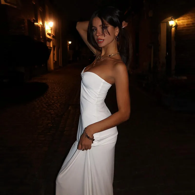 Flytonn-Christmas Outfits New Year's Eve Dress Night Out Club Dresses cute winter outfits Xandria Strapless Maxi Dress