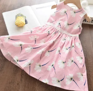 Girls Dresses 2020 Summer New Children's Clothing Girls Sweet Flowers Stitching Round Neck Sleeveless Vest Dress