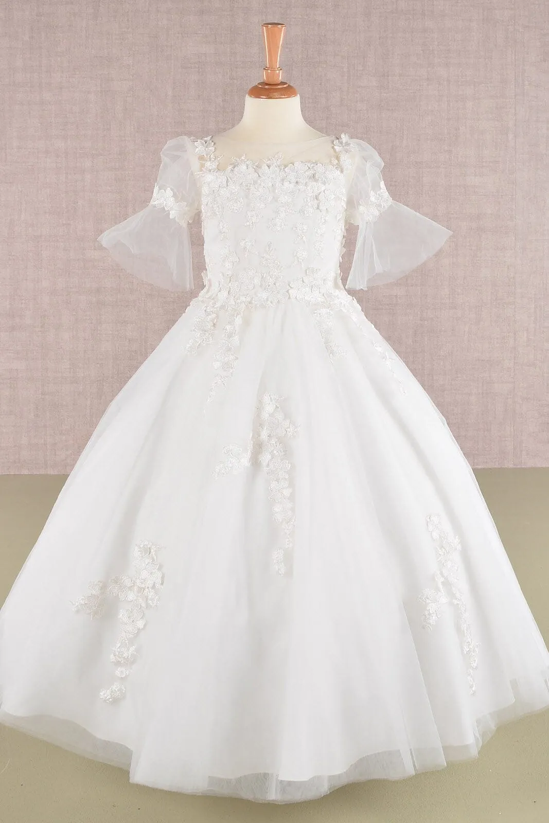 Girls Embroidered Short Sleeve Gown by Elizabeth K GK107