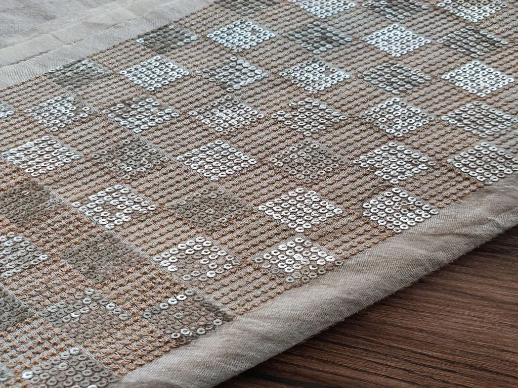 Golden Sequins and Zari Work Matt Embroidered Border