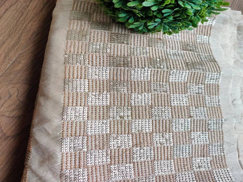 Golden Sequins and Zari Work Matt Embroidered Border