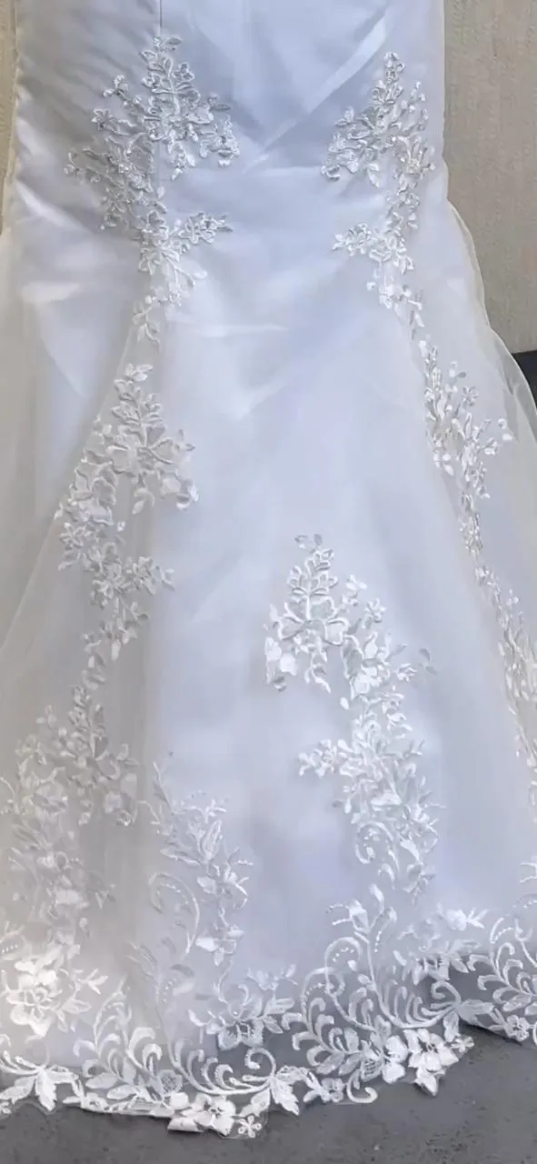 GownLink Bridal Mermaid Gown White Color 330XFM With Sleeves