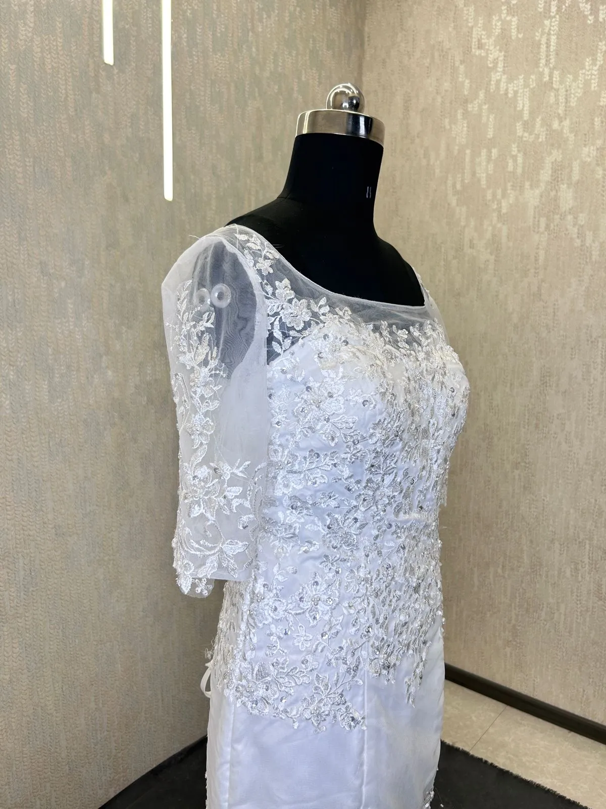 GownLink Bridal Mermaid Gown White Color 330XFM With Sleeves