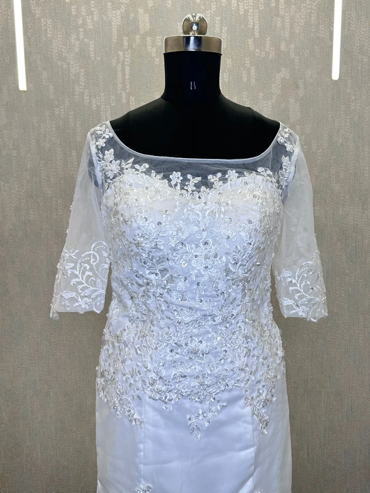 GownLink Bridal Mermaid Gown White Color 330XFM With Sleeves