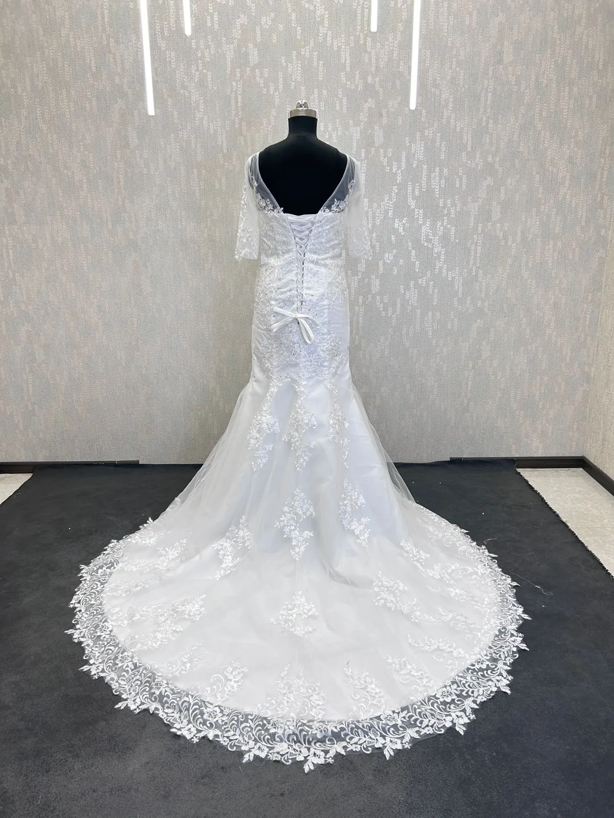 GownLink Bridal Mermaid Gown White Color 330XFM With Sleeves