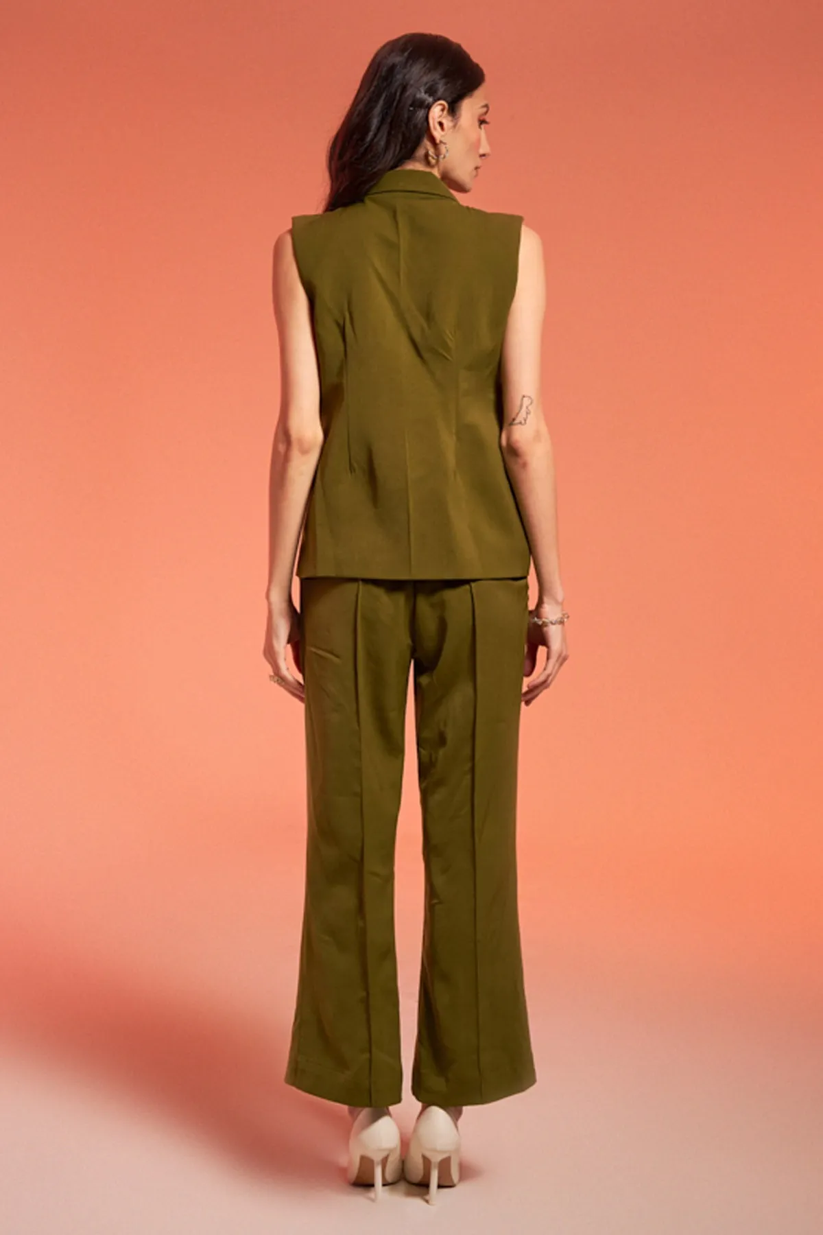 Green Banana Crepe Blazer Set