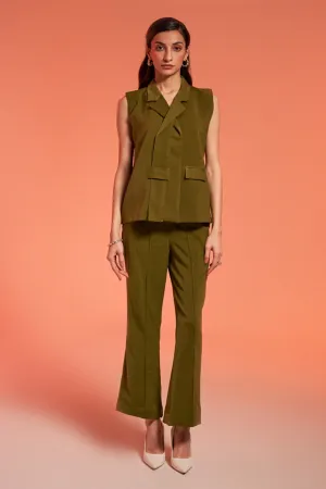 Green Banana Crepe Blazer Set