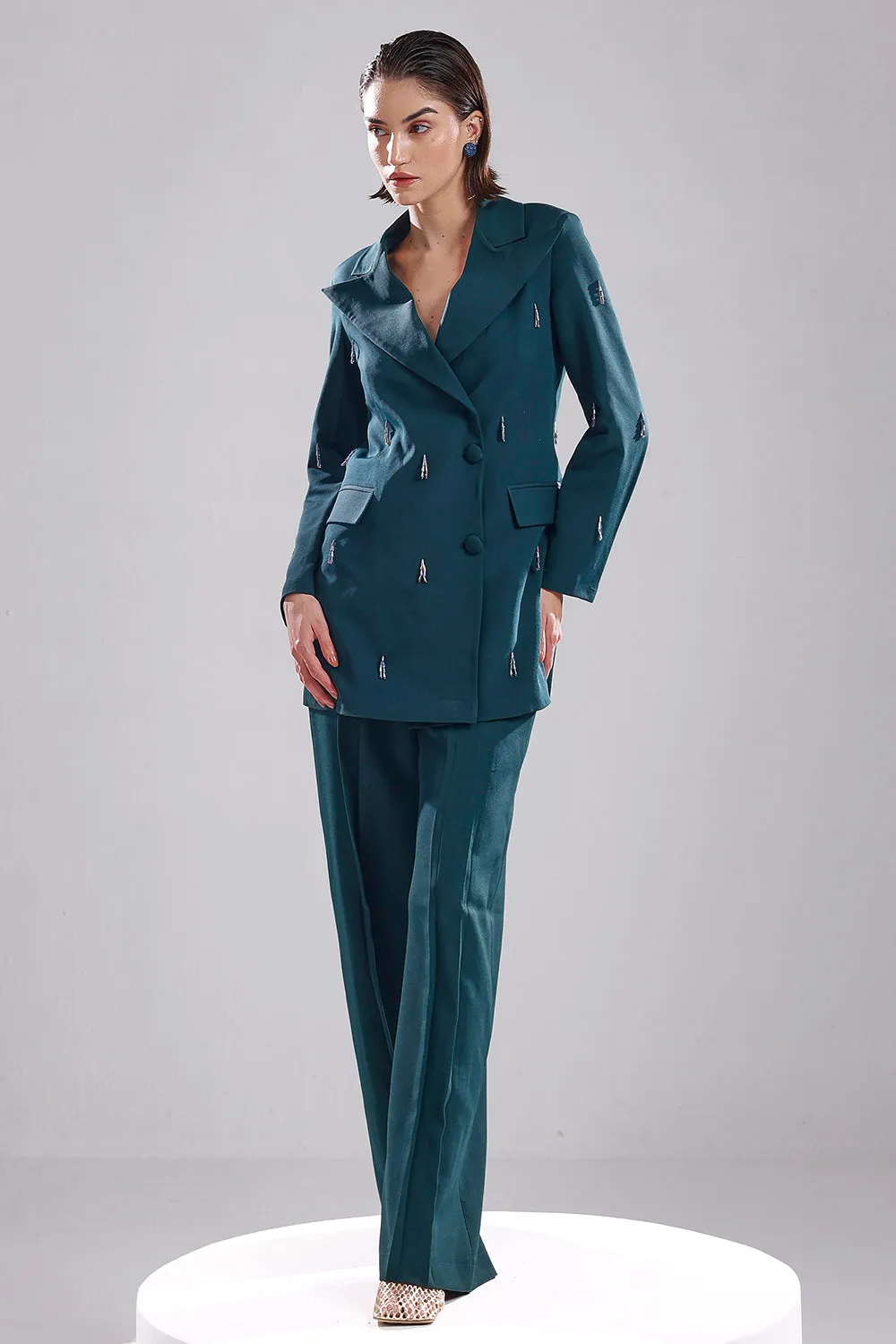 Green oversized blazer set