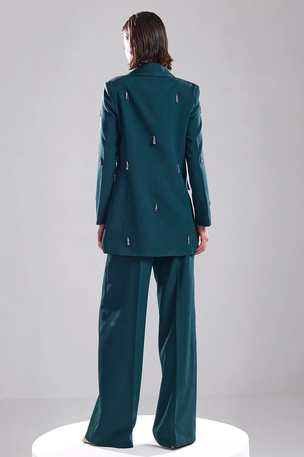 Green oversized blazer set