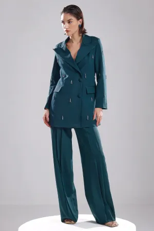 Green oversized blazer set