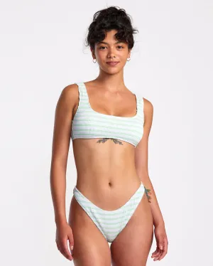 Grooves Stripe Laceback Bralette Bikini Top - Whisper White