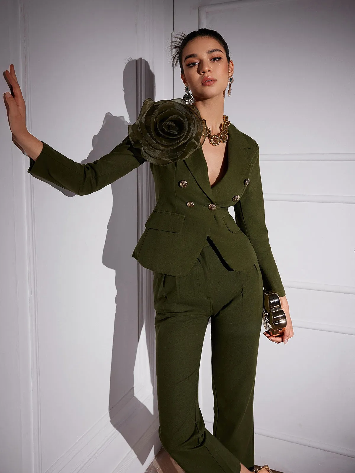 Halcyon Tulle Flower Button Blazer Set
