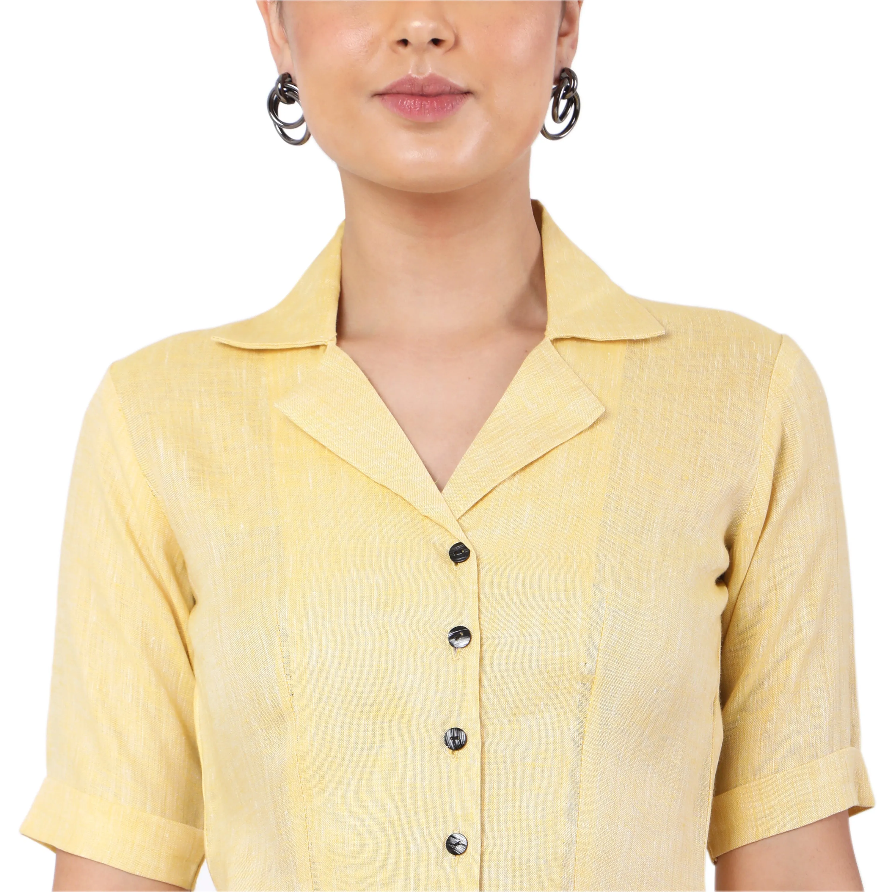 Hemp Yellow Pallazo And Shirt Co-Ord Set