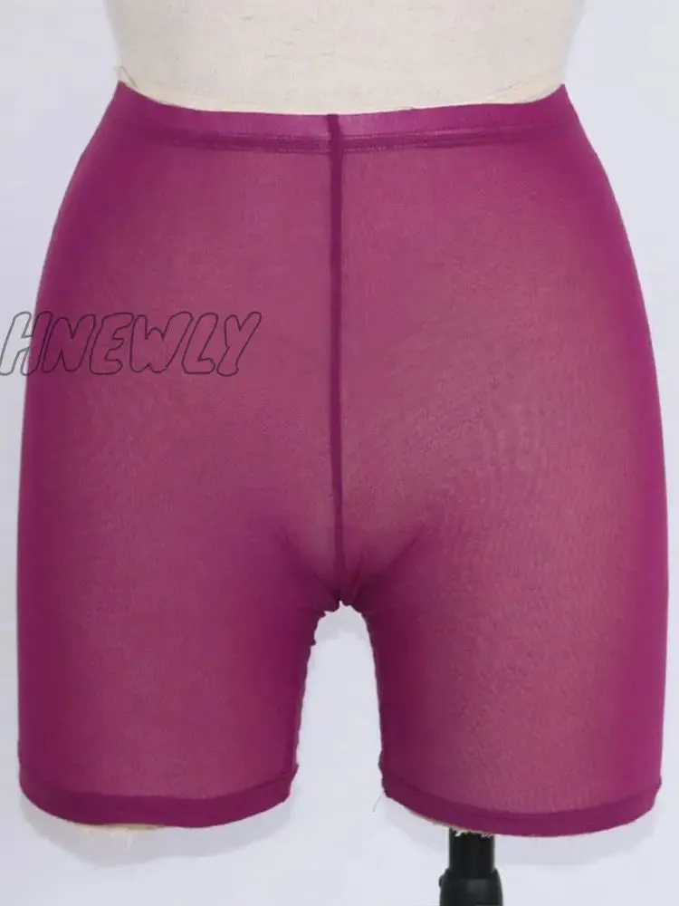Hnewly Summer Fashion Yellow Mesh Transaparent Sexy Women Casual Shorts Ladies High Waist Shorts Summer Shorts Sexy Shorts