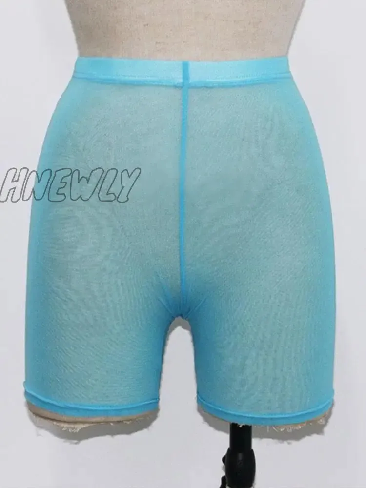 Hnewly Summer Fashion Yellow Mesh Transaparent Sexy Women Casual Shorts Ladies High Waist Shorts Summer Shorts Sexy Shorts